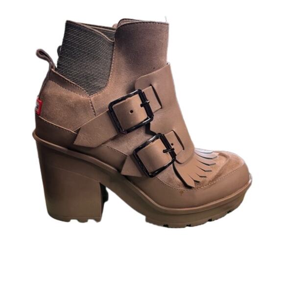 Hunter Shoes - Hunter monk fringe chunky block heel Wellington boots sz 7
